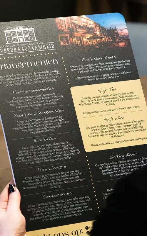 verdraagzaamheidmenukaarten